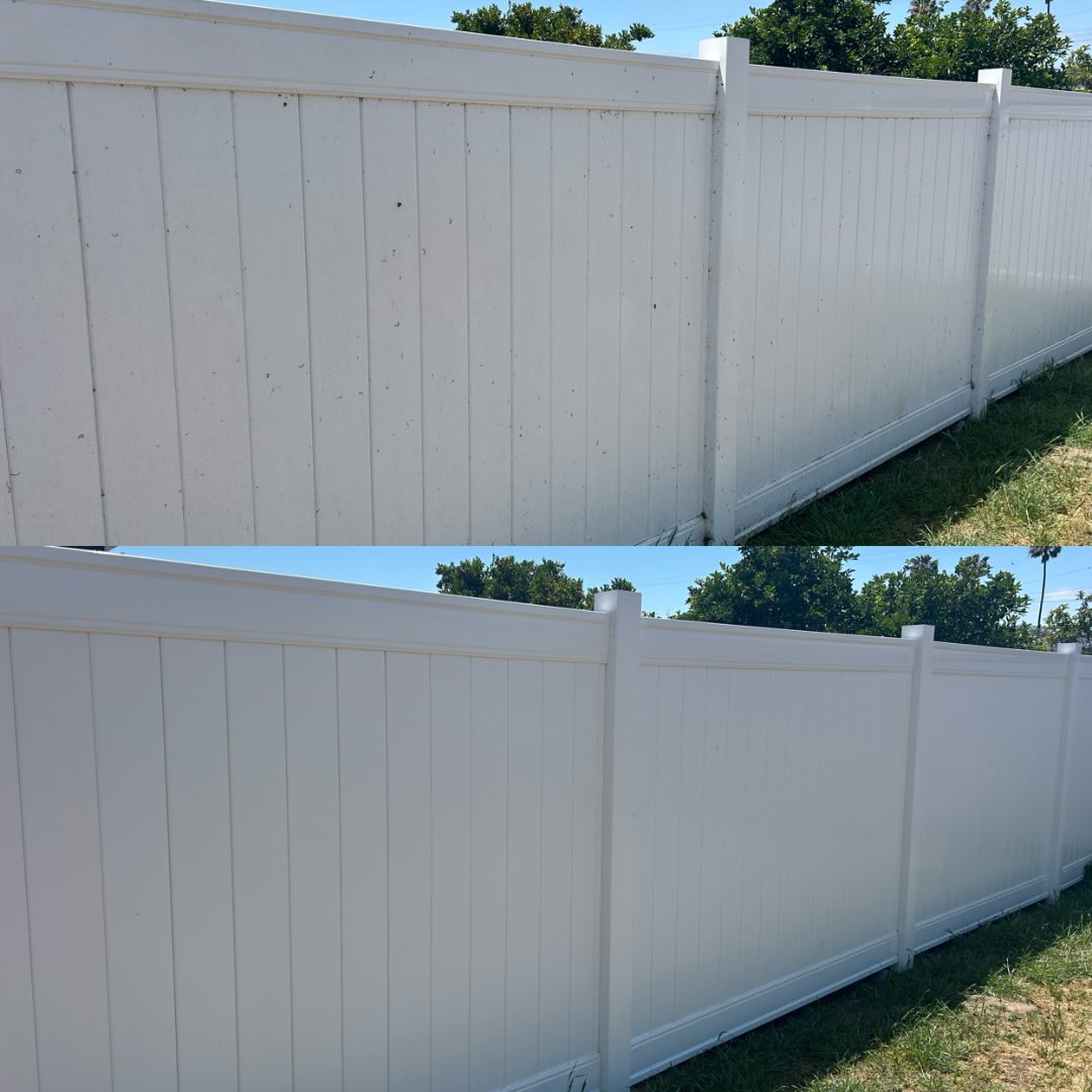 Vinyl fence restoration before and after
